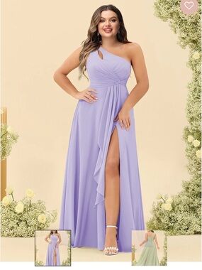 One-Shoulder Lavender Evening Dress with Front Slit